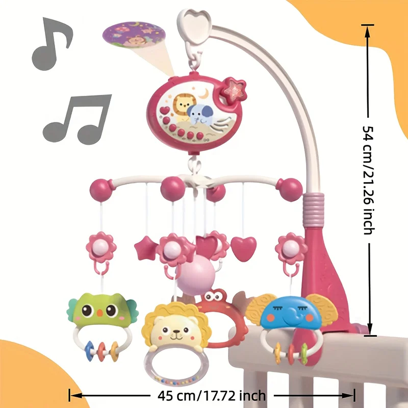 360° Musical Baby Crib Mobile Rotating Night Light Projection Bed Bell Toy Four Speed Timming Hanging Infant Newborn Bedside Gif - Image 6