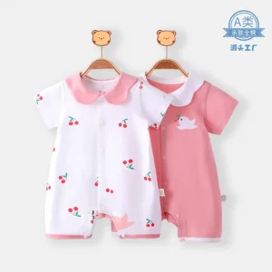 Baby Clothes Summer Jumpsuit Short-sleeved Newborn Baby Romper 100 Cotton Pajamas Going Out Crawling Clothes