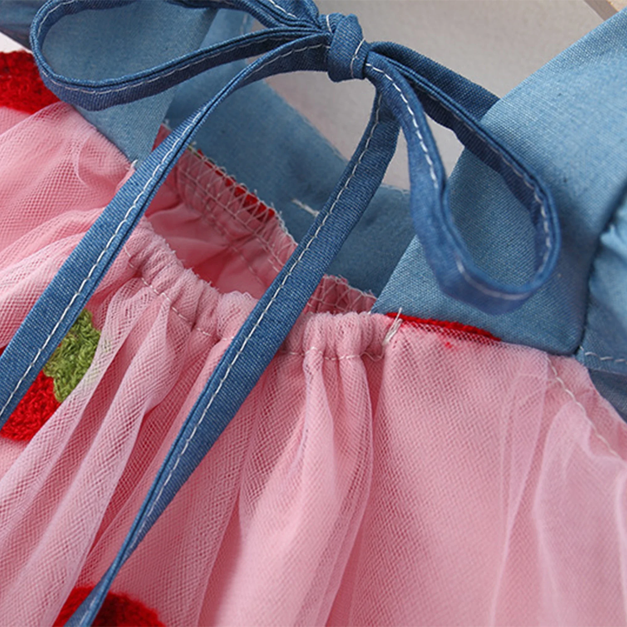 Baby Girl Dress Summer Cherry Mesh Girl's Dress Cute Beach Baby Dress Baby Girl Clothes - Image 6