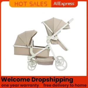 Newest luxury twin baby stroller, poussette double baby stroller,high quality twin baby stroller with 1 year warranty