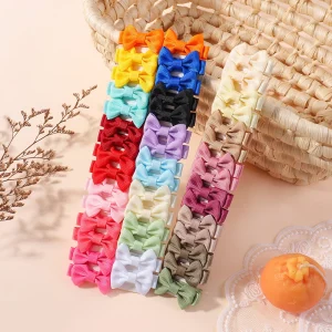 10pcs/Set Mini Hair Bow Clips for Baby Girls Cute Dopamine Color Handmade Bowbots Hairpins Lovely Headwear Kid Hair Accessories