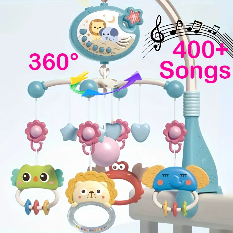 360° Musical Baby Crib Mobile Rotating Night Light Projection Bed Bell Toy Four Speed Timming Hanging Infant Newborn Bedside Gif - Image 2