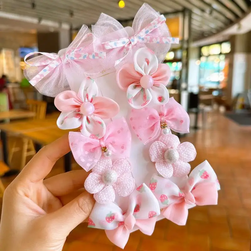 10Pcs/Set Cute Bows Baby Hairclips Lace Flower Children Girls Hairpins Hairdresses Baby BB Clip Gifts - Image 5