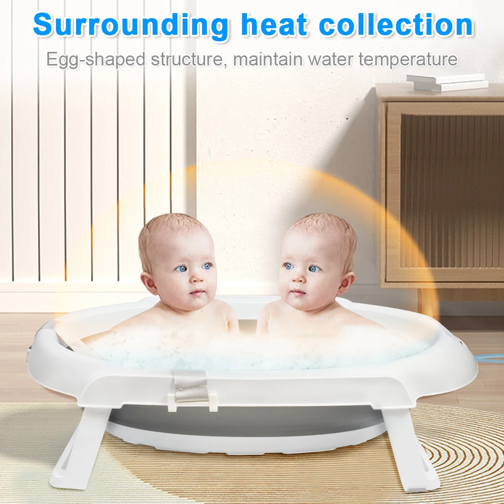Foldable Baby Bath Foot Bath-Large Bath with Stand/Cushion/Draining Kit-Baby Basin-Ideal for Shower-Birth to 3 Years-Baby Gift-Grey/Pink/Green - Image 5