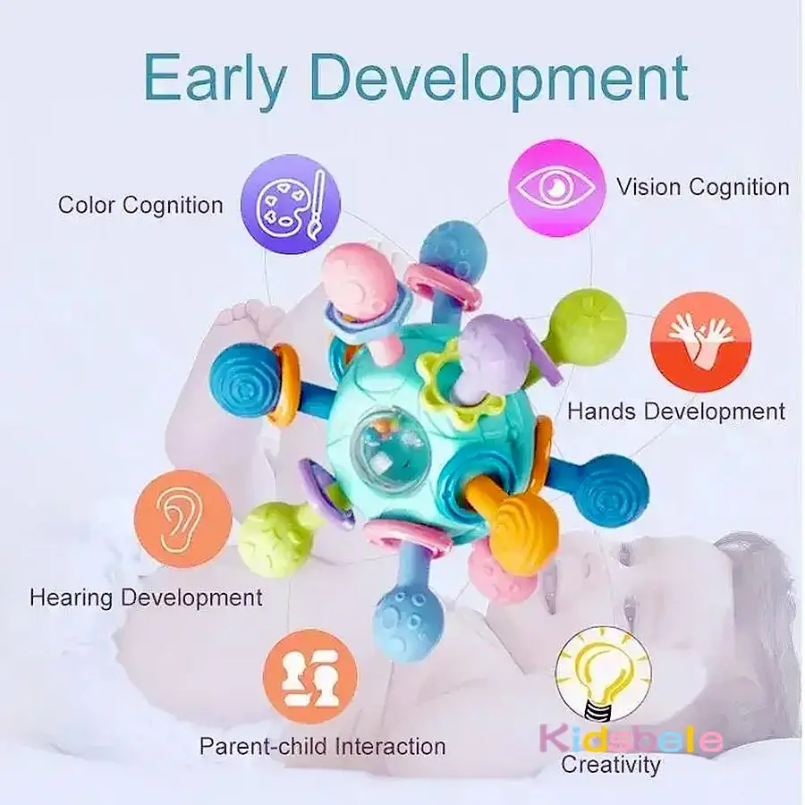 Newborn Infant Shake Grab Spin Multi Sensory Ball Toy 3 in 1 Soft Silicone Chew & Grab Toy for Babies 0-12 Months Christmas Gift - Image 5