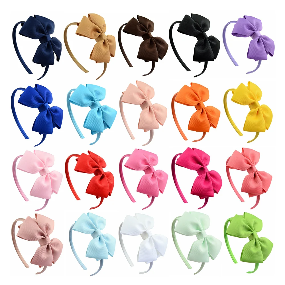 1 Piece Ribbon Handmade Hair Bows Hairbands for Baby Girls 20 Colors Cute Bowknot Solid Headband Headwear Baby Hair Accessories - Image 6