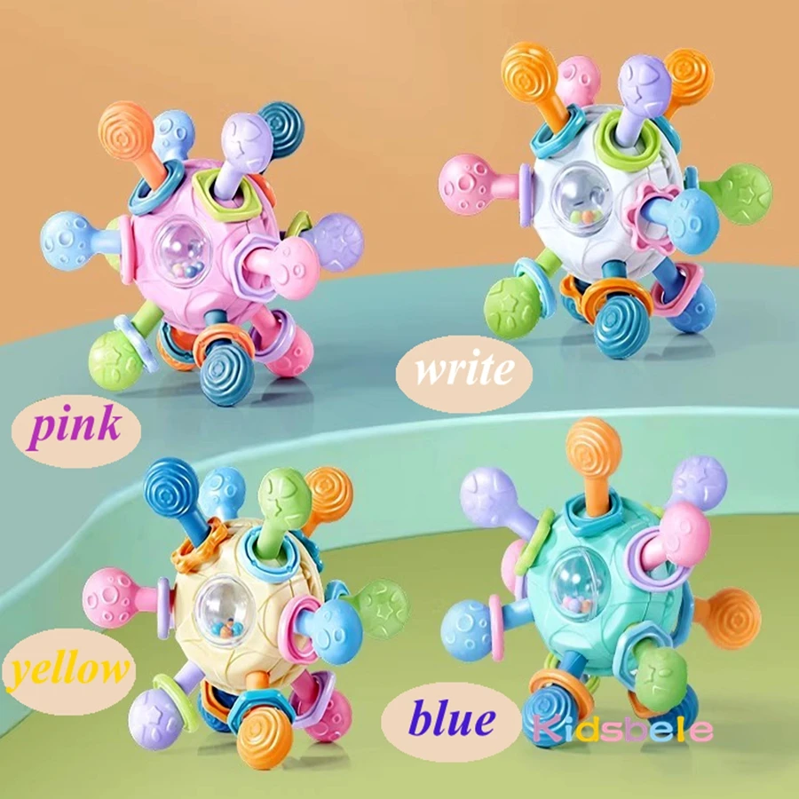 Newborn Infant Shake Grab Spin Multi Sensory Ball Toy 3 in 1 Soft Silicone Chew & Grab Toy for Babies 0-12 Months Christmas Gift - Image 2