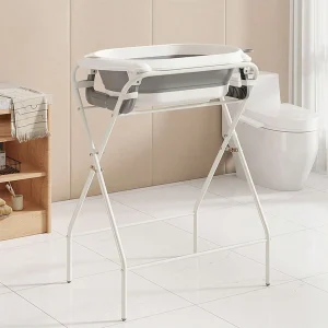 Baby Bath Tub with Stand (Foldable) – Thermometer, Ergonomic Cushion,Easy to Store Bath Pillow Durable