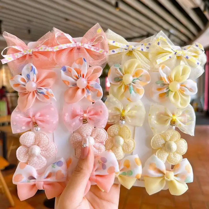 10Pcs/Set Cute Bows Baby Hairclips Lace Flower Children Girls Hairpins Hairdresses Baby BB Clip Gifts - Image 4