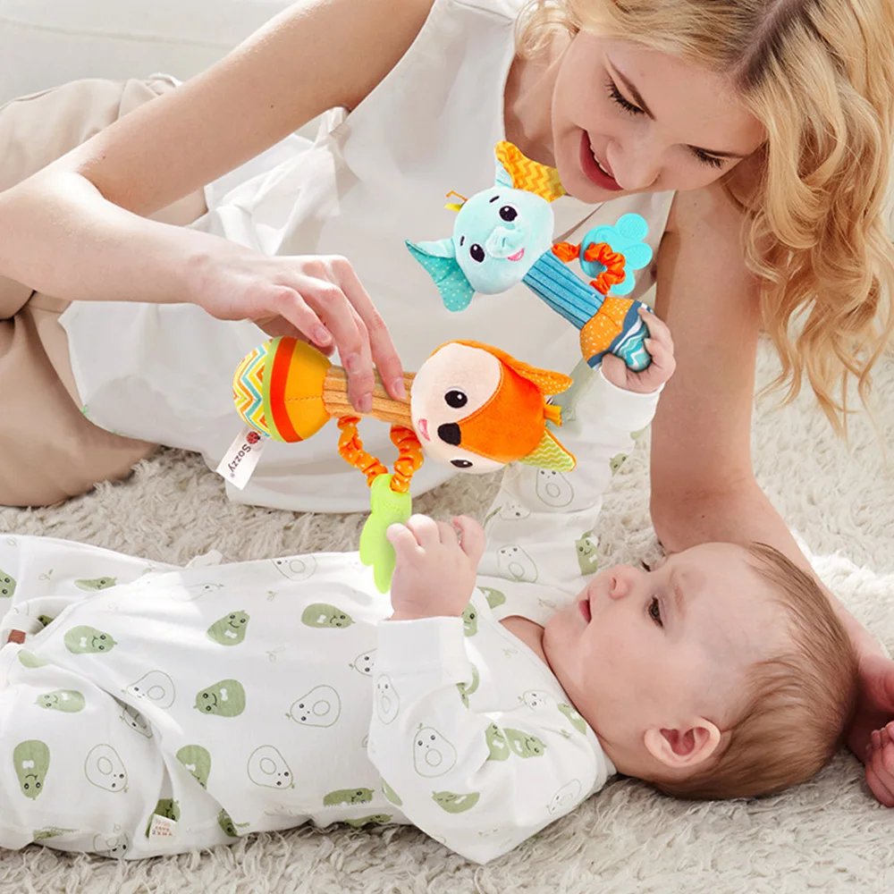 Baby Rattles Soft Stuffed Animal Rattle Hand Grip Baby Toys Shaker Crinkle Squeaky Sensory Travel Accessories for Toddler Gifts - Image 5
