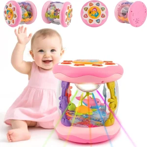 Interactive Music Light Roller 360° Rotating Lights Promote Baby Learn to Walk Grasping and Crawling Toy