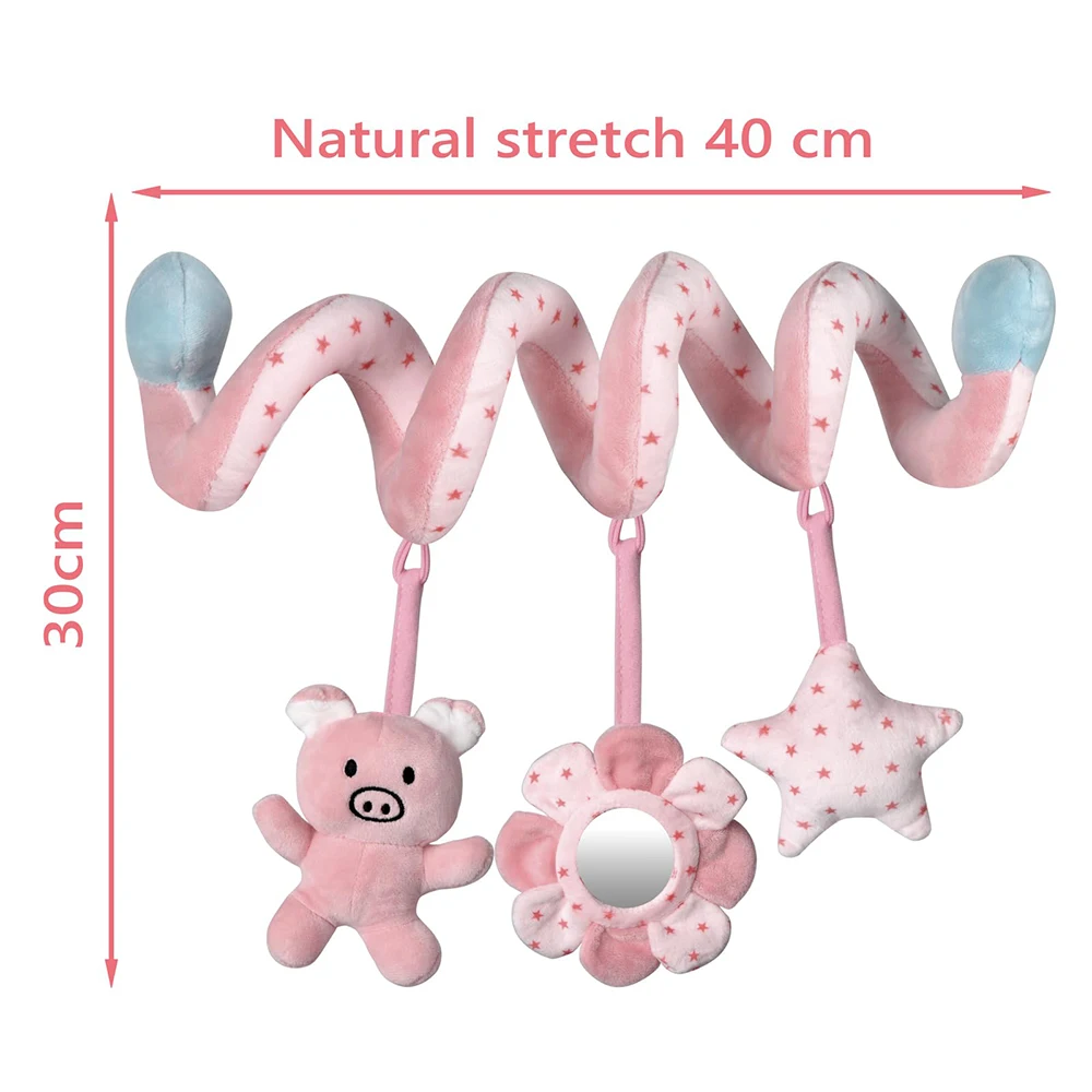 Car Seat Infant Baby Spiral Activity Hanging Toys Stroller Bar Crib Bassinet Mobile with Mirror BB Squeaker and Rattles - Image 3