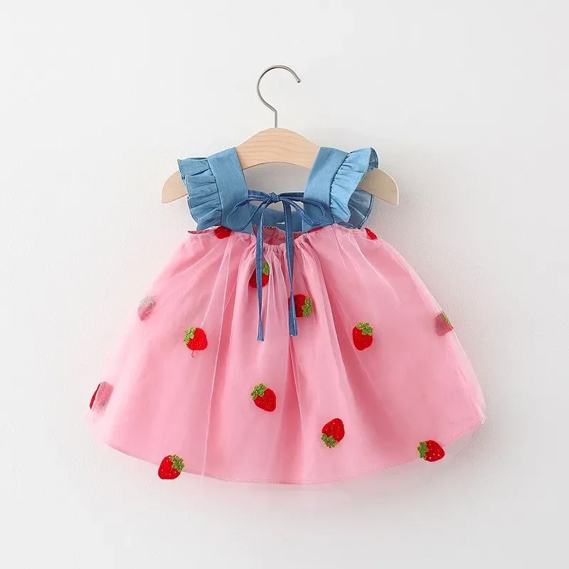 Baby Girl Dress Summer Cherry Mesh Girl's Dress Cute Beach Baby Dress Baby Girl Clothes - Image 4