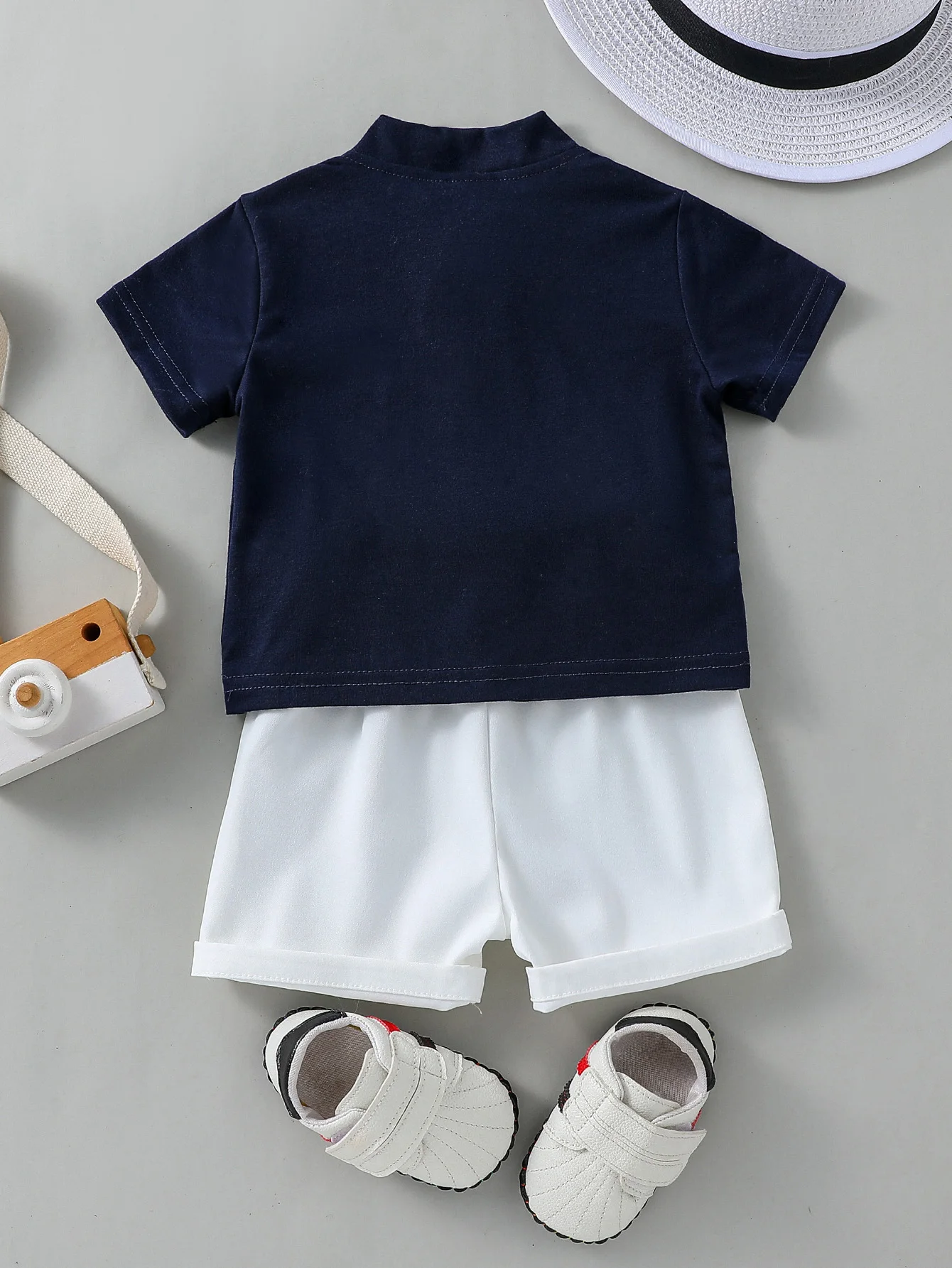 2PCS Infant Baby Boy Clothes Set White Short Sleeves T-shirt Shorts Summer Daily Casual Outfit for Toddler Suits - Image 2