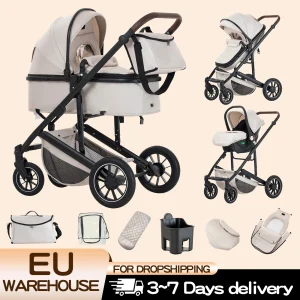 Luxury Baby Stroller 3 in1 Portable Travel Baby Carriage Aluminum Frame Folding Prams High Landscape Car for Newborn popular