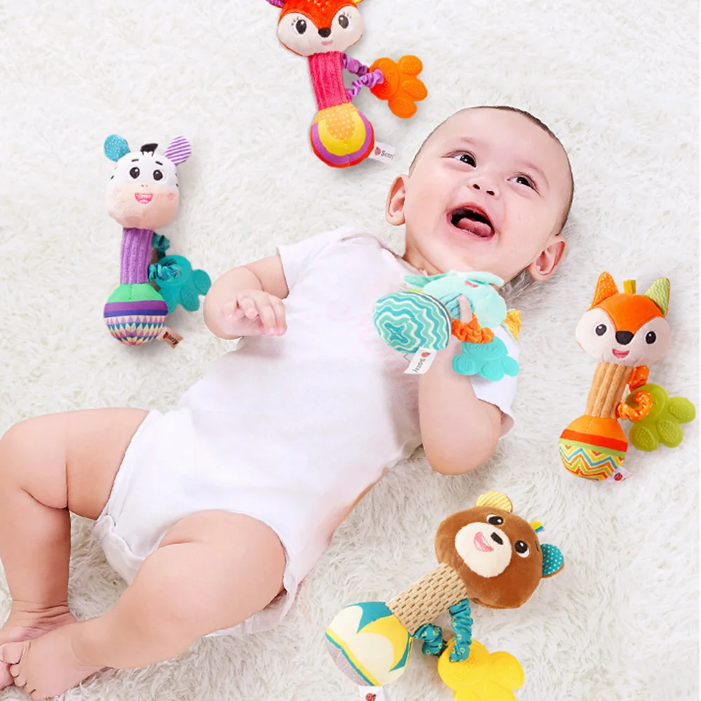 Baby Rattles Soft Stuffed Animal Rattle Hand Grip Baby Toys Shaker Crinkle Squeaky Sensory Travel Accessories for Toddler Gifts - Image 6