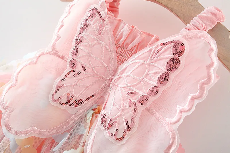 2025 Summer children's dress casual suspender butterfly girl princess dress cute wings fluffy baby dress children's clothing - Image 6