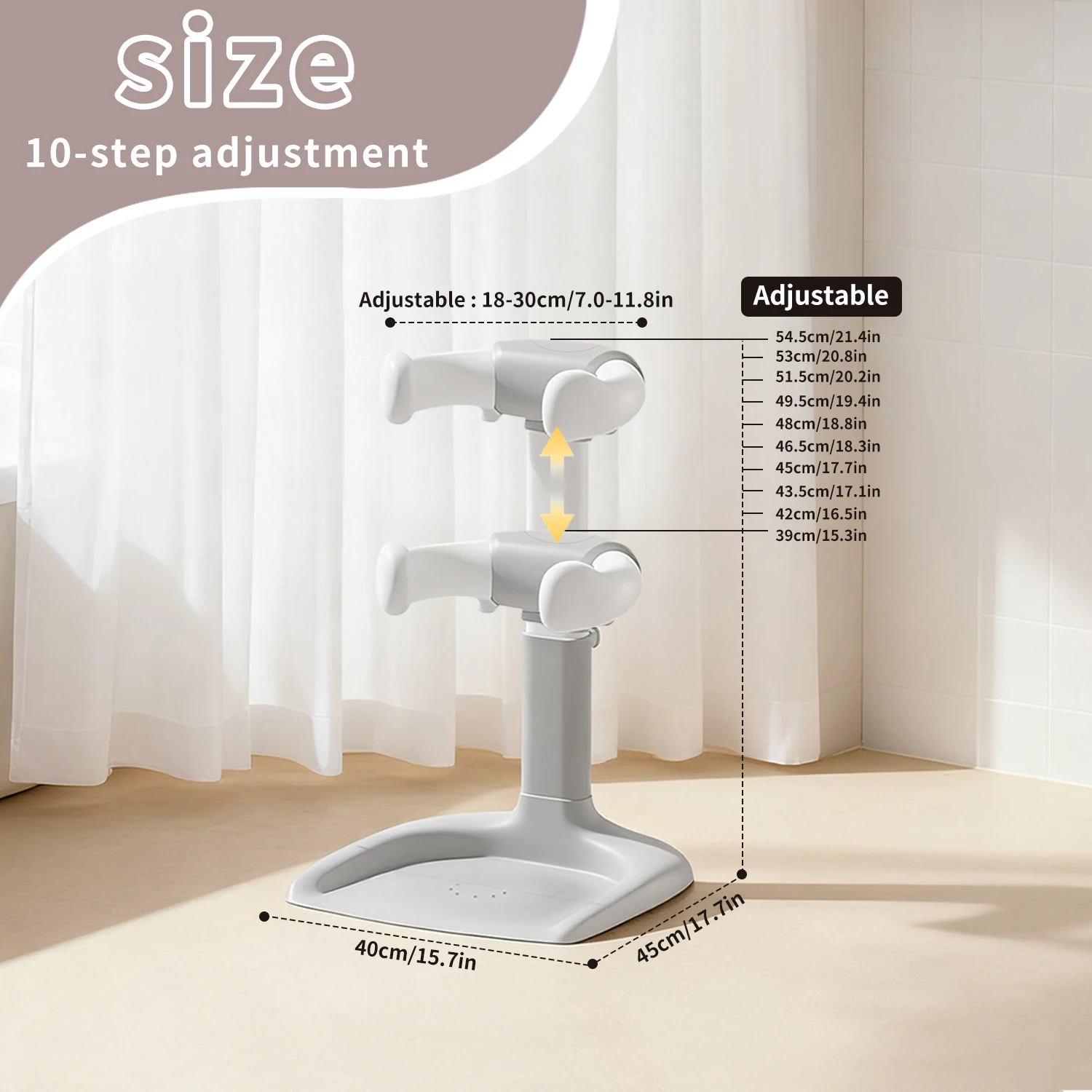 Baby Bath Stand, Baby Bath Assistant,Bath Support with Adjustable Height & Armrest, Removable, Bath Rack with Anti-Slip Base - Image 2