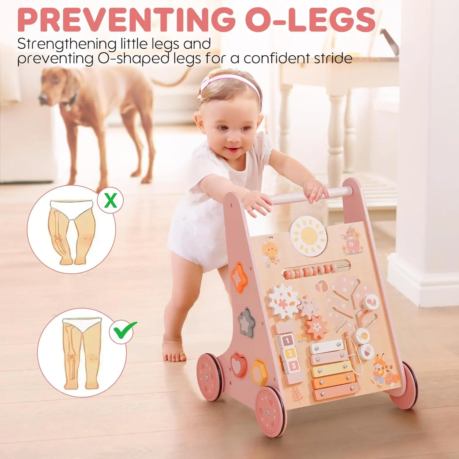 Robotime Robud Wooden Baby Walker with Wheels Montessori Push Toys for Babies Learning to Walk Baby Walkers Activity Center - Image 5